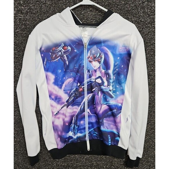 Widowmaker Overwatch Women's Medium  Hoodie White Anime Game Art Graphics Pocket - Picture 1 of 6